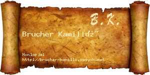 Brucher Kamilló névjegykártya